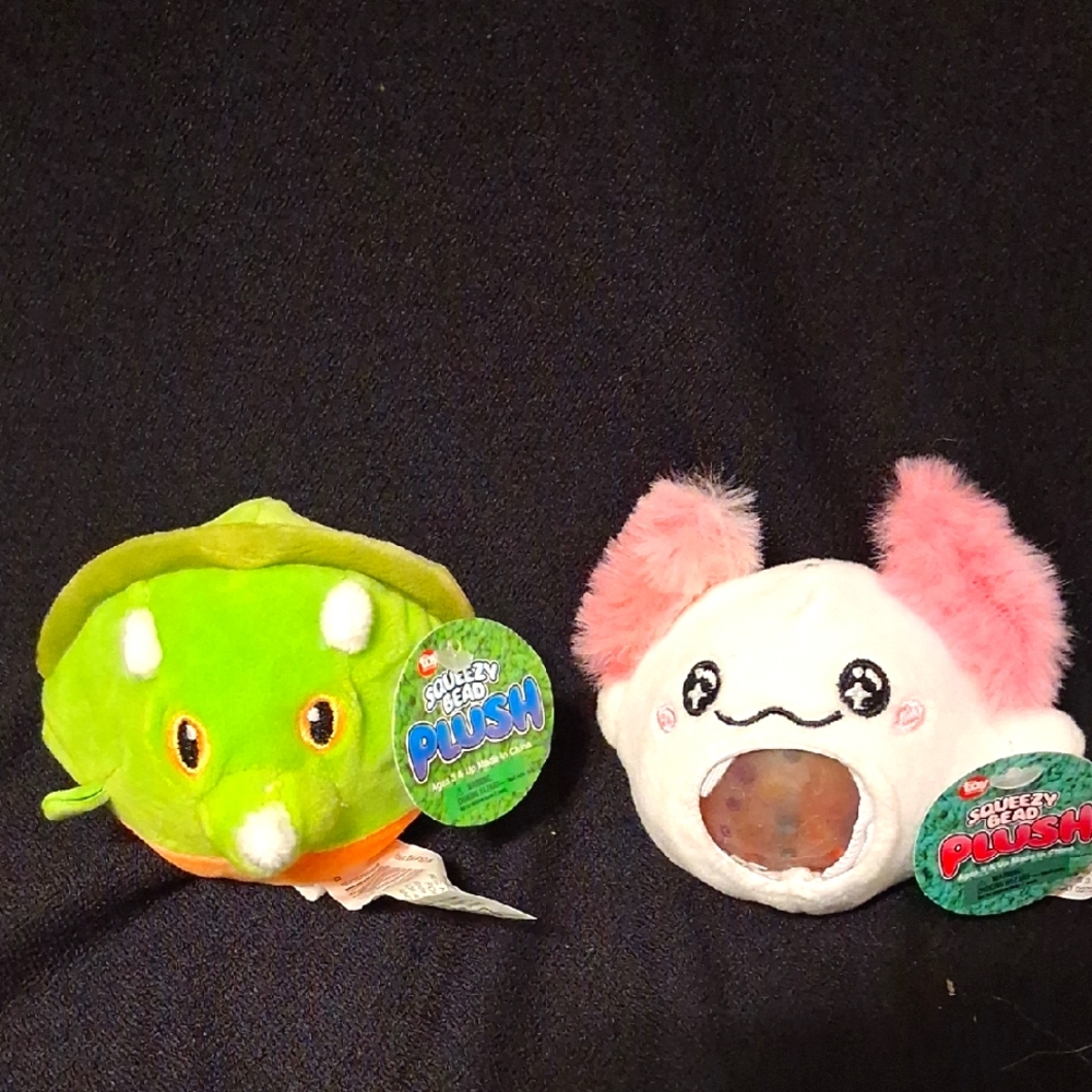 Green Dinosaur and Pink Mouse Plush Set